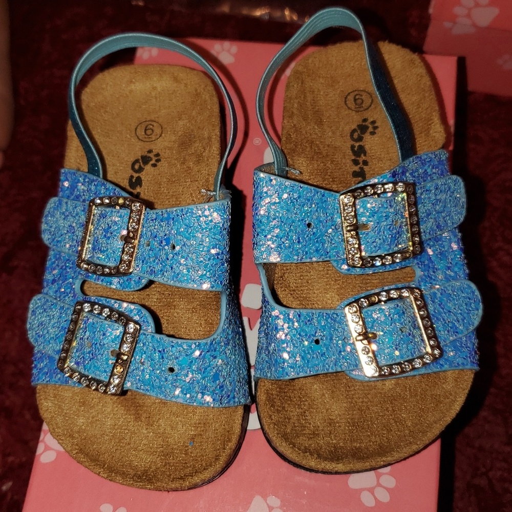 Blue Glitter Slides